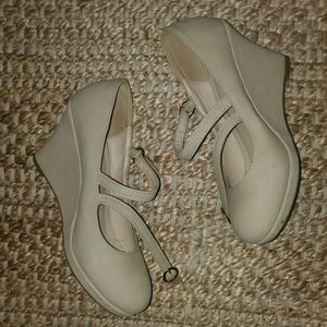 Girls Beige Wedges Double Strap